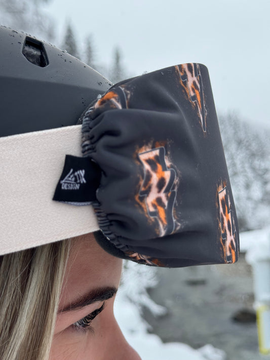 Skibril hoesje met panterbliksems